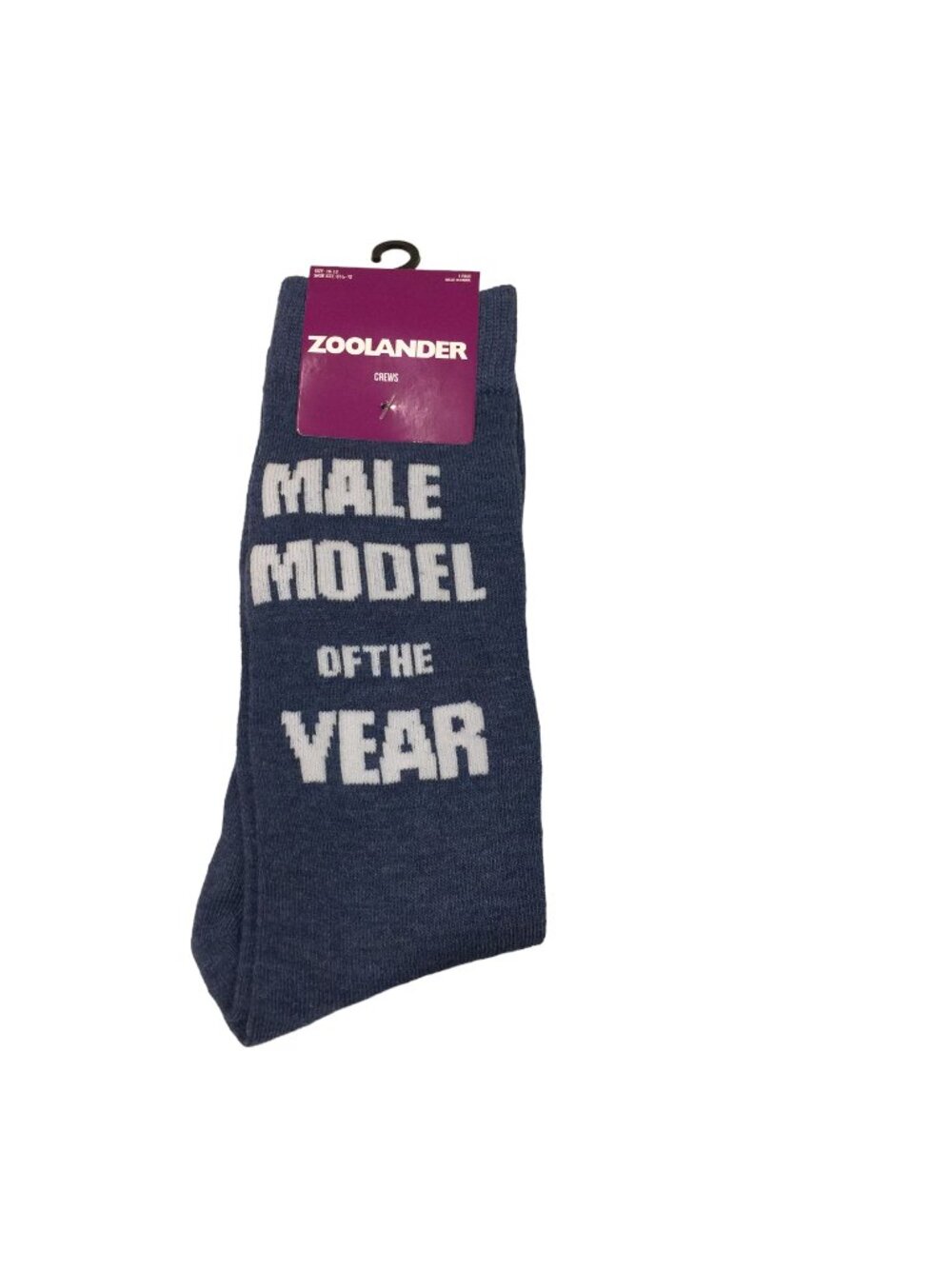 ZOOLANDER Male Model of the Year Men's Crew Socks Size 10-13 Blue White
